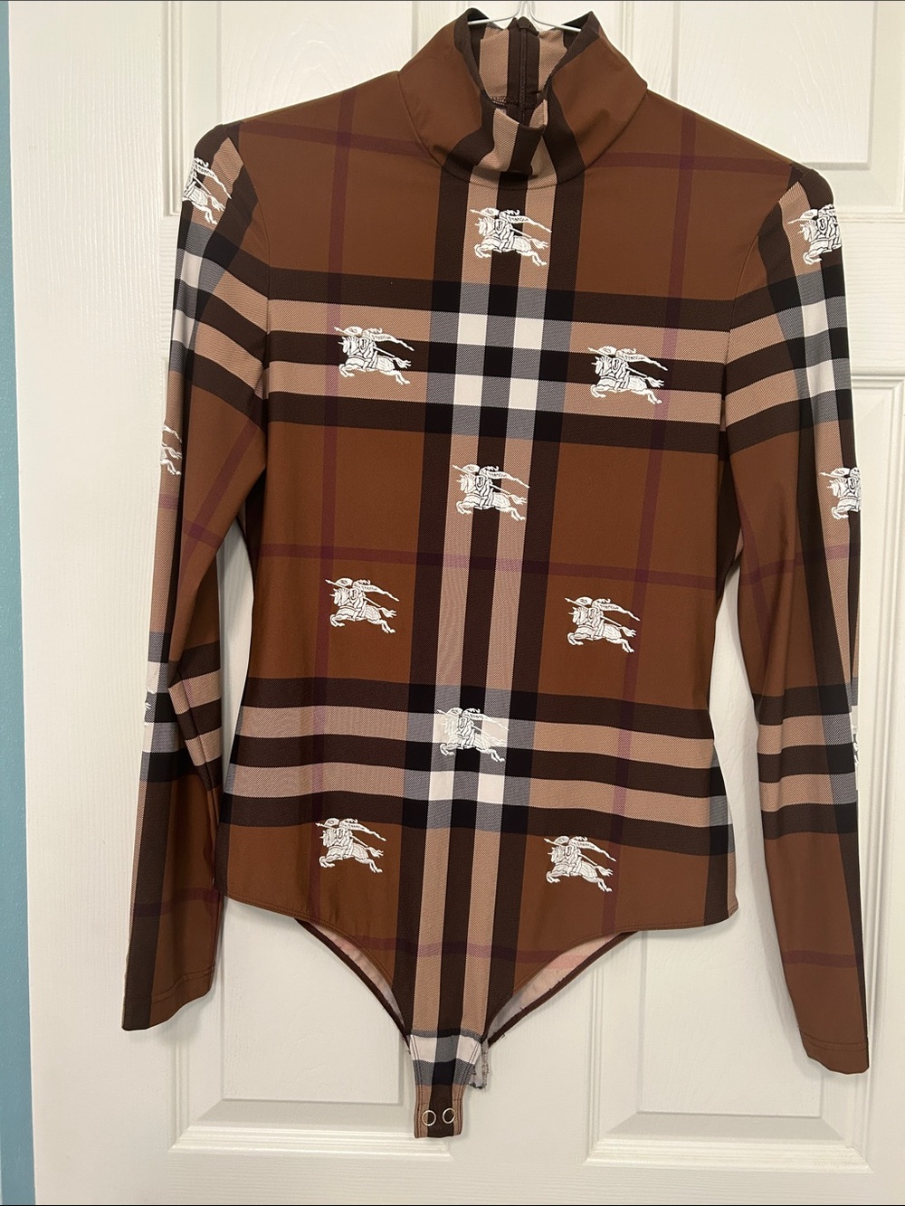 Burberry Embroidered EKD Check Stretch Jersey Bodysuit
** see notes re-damage